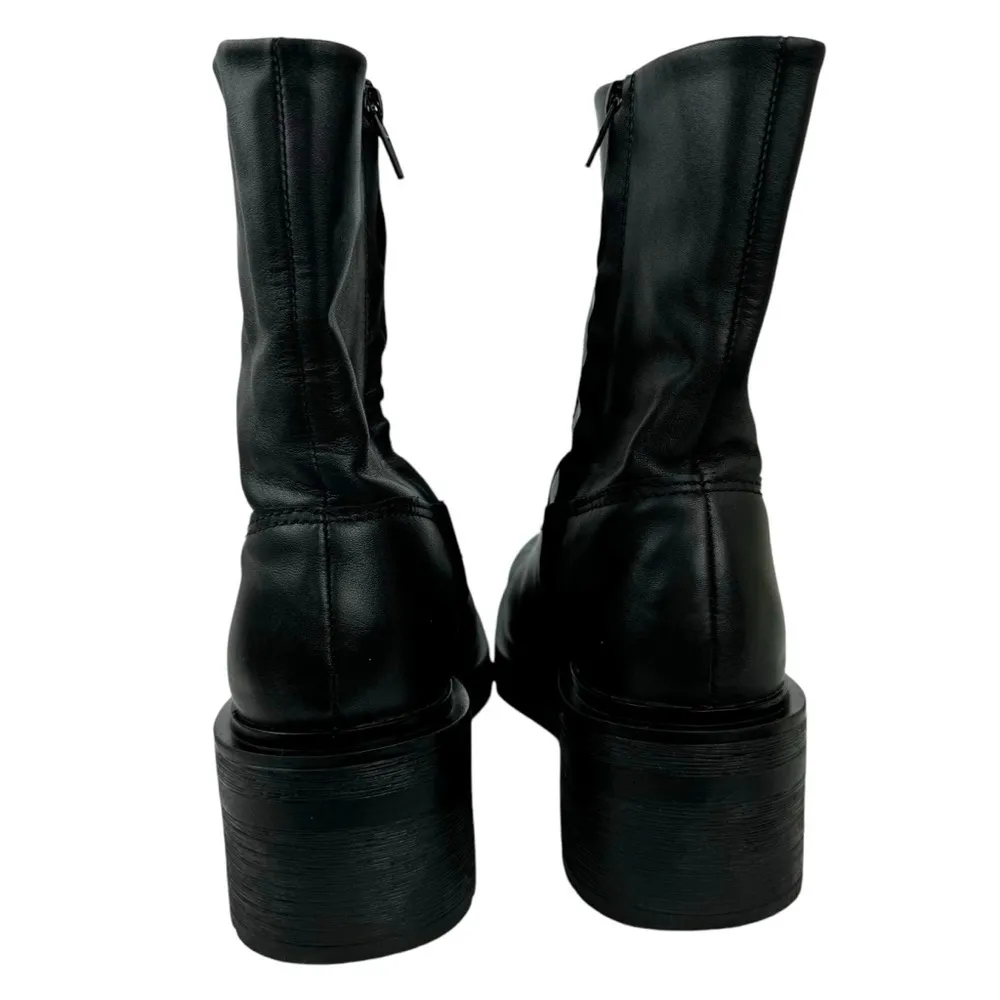 Zara Leather Ankle Platform Combat Boots Chunky Sole 1124/010 Women's Size 41 - Image 4