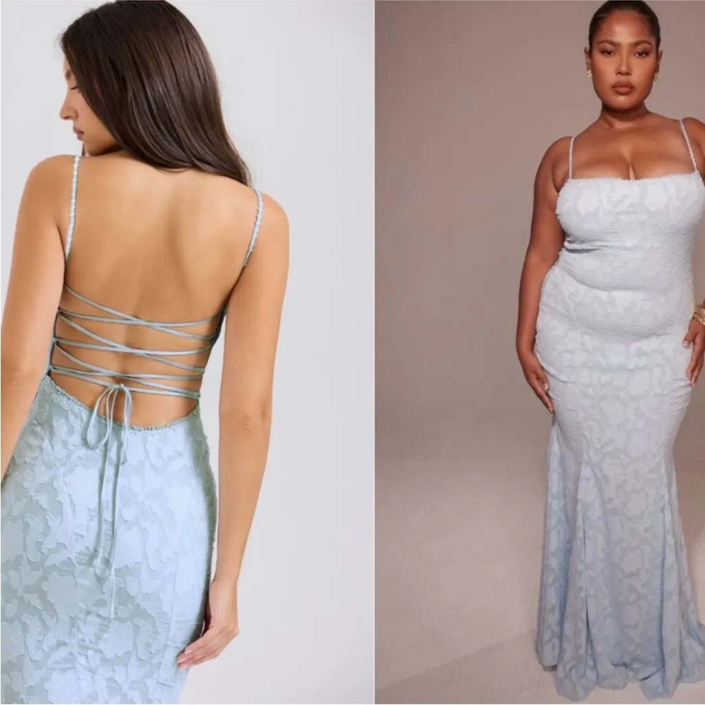 HOUSE OF CB‎ 'Joan' Bluebell Lace Up Back Maxi Dress NWOT Size L - Image 12