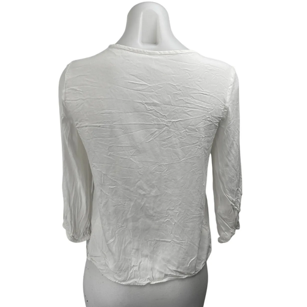 MNG Mango Women's White Long Sleeve Tie Button Up Cardigan Blouse Top Size 4 - Image 2