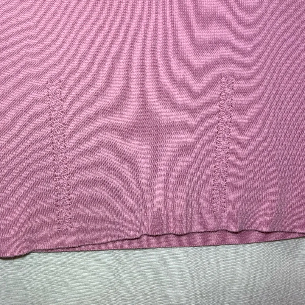 Dressbarn Lightweight Square Neck 3/4 Sleeve Casual Soft Pink Sweater,L, Office - Image 3