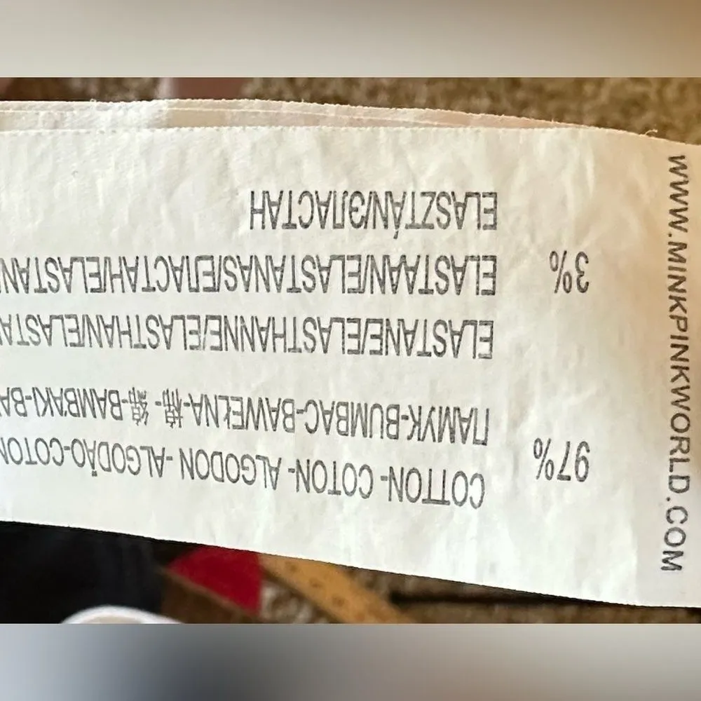 MINKPINK Revolve  Senses White Denim Mini Skirt black threads back zip sz medium - Image 7