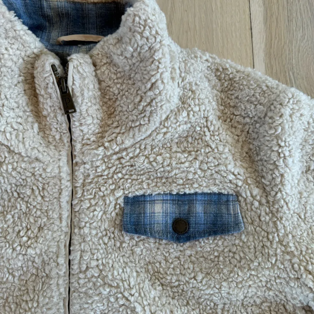 Pendleton Beige Sherpa Zip Up Jacket Plaid Pocket Size XL - Image 3