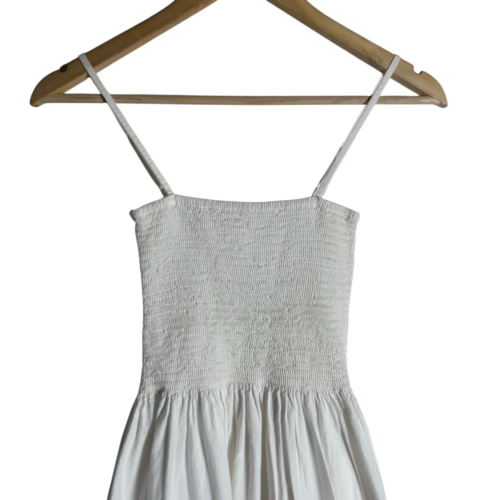 Solid & Striped Kennedy White Smocked Eyelet Sleeveless Coastal Midi Dress XS - Image 3
