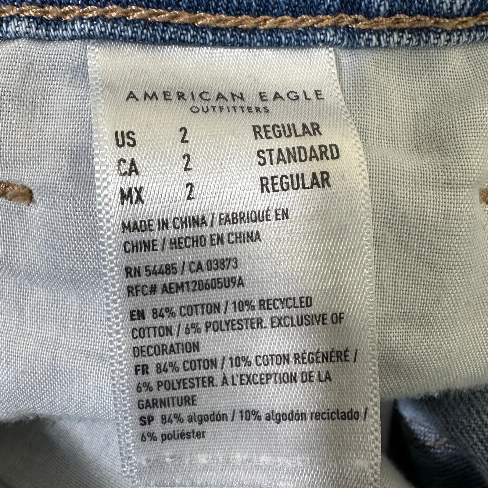 American Eagle Mom Jeans Womens 2 Distressed Medium Wash High Rise Y2K Grunge - Image 6