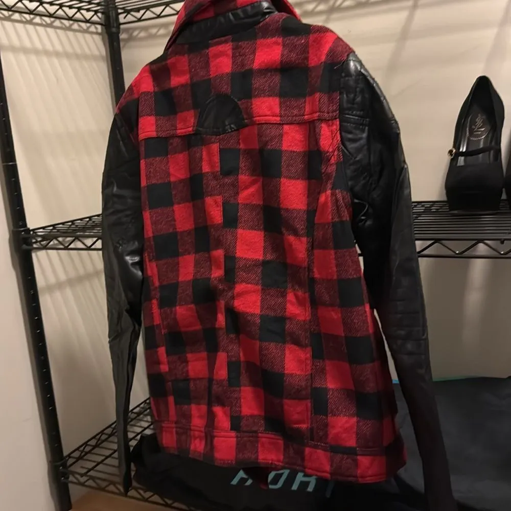 RD style buffalo plaid, biker jacket, size medium - Image 7