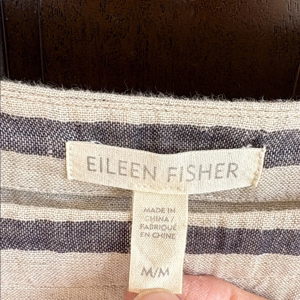 EUC Eileen Fisher Linen / Organic Cotton Doubleweave Stripe Shift Dress Medium - Image 5