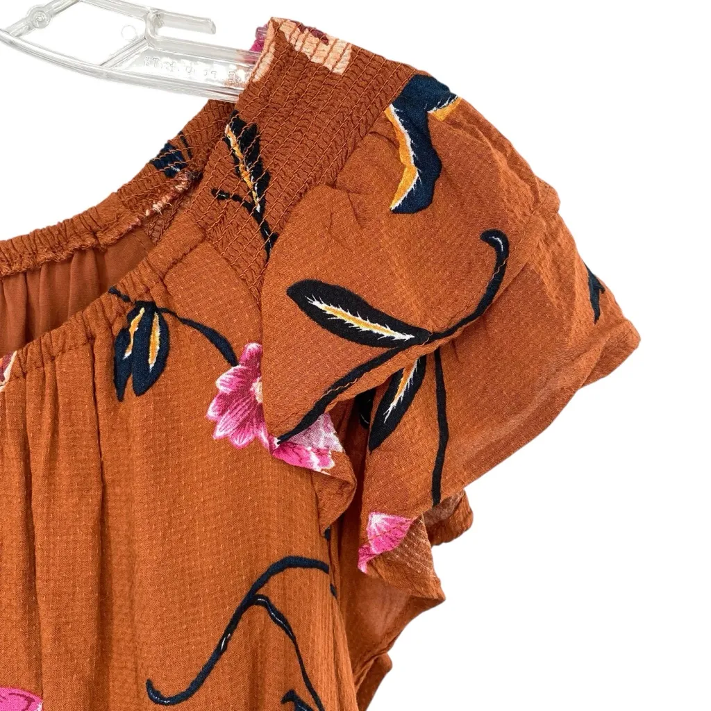 Universal Thread Burnt Orange Floral Ruffle Prairie Maxi Dress - Image 6
