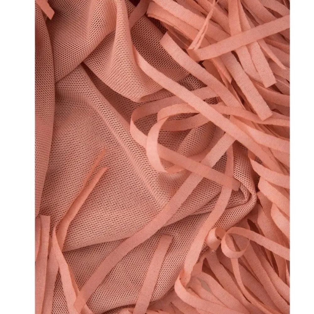 Fringe Mini Skirt Stretchy Tulle Lined Comfy In Dusty Rose Sz L, NWT - Image 4
