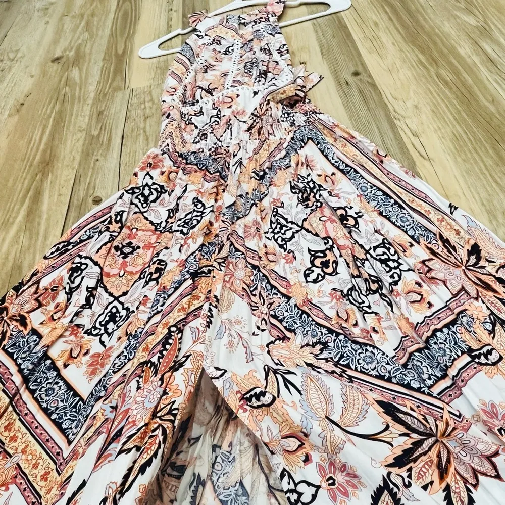 NWT Abel The Label Maxi Dress Womens Cutout Smocked Halter small - Image 12