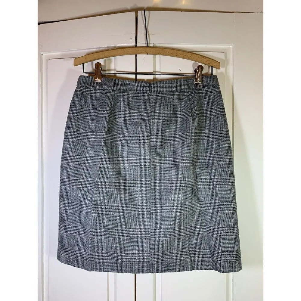 LL Bean Academia Mini‎ Skirt 6P Petite Faux Wrap Kilt Plaid Classic Fit Preppy Gray - Image 3