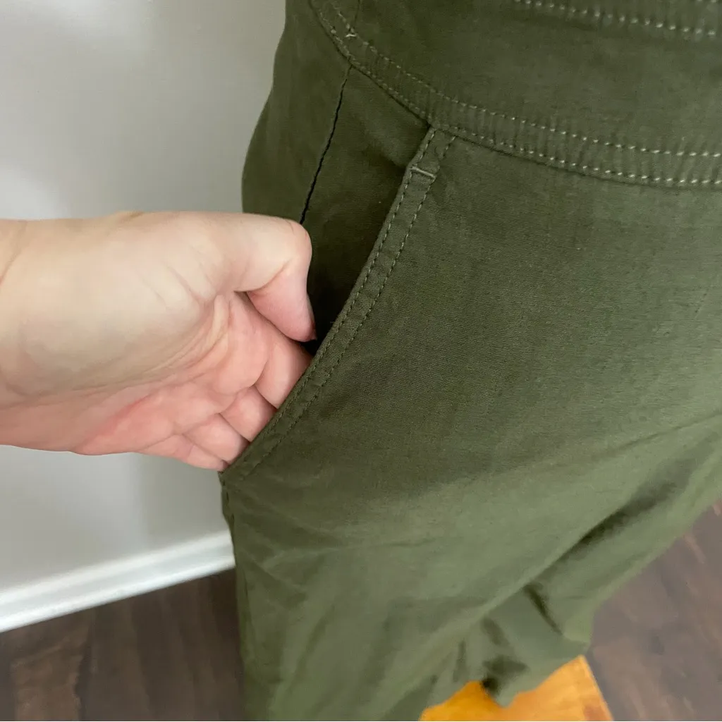 Anthropologie Maeve Jumpsuit The Colette Wide Leg Square Neck Button Olive Green - Image 6