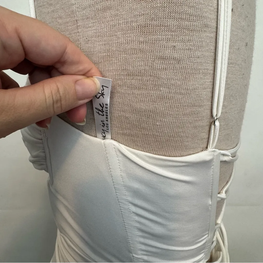 Lucy in the Sky corset Mini ruched bodycon dress white - Image 4