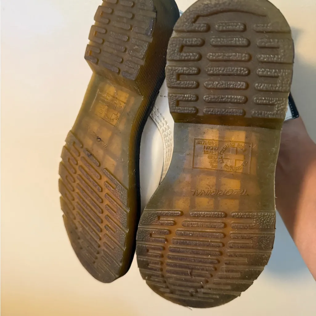 Dr Martens Boots Womens 6‎ White Patent Leather Combat Lace Up Doc AirWair 1460 - Image 3