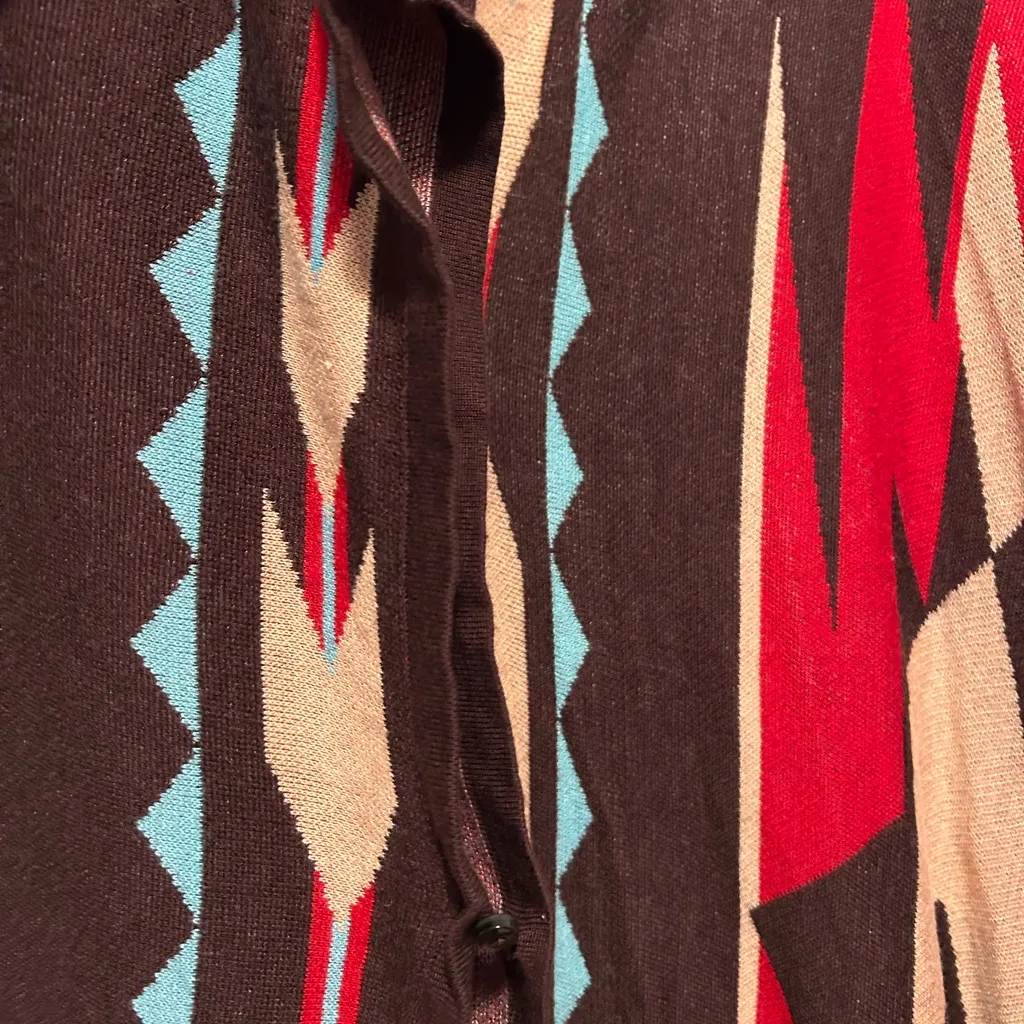 Rancho Estancia Western Aztec Print Shawl Poncho Red - Image 8