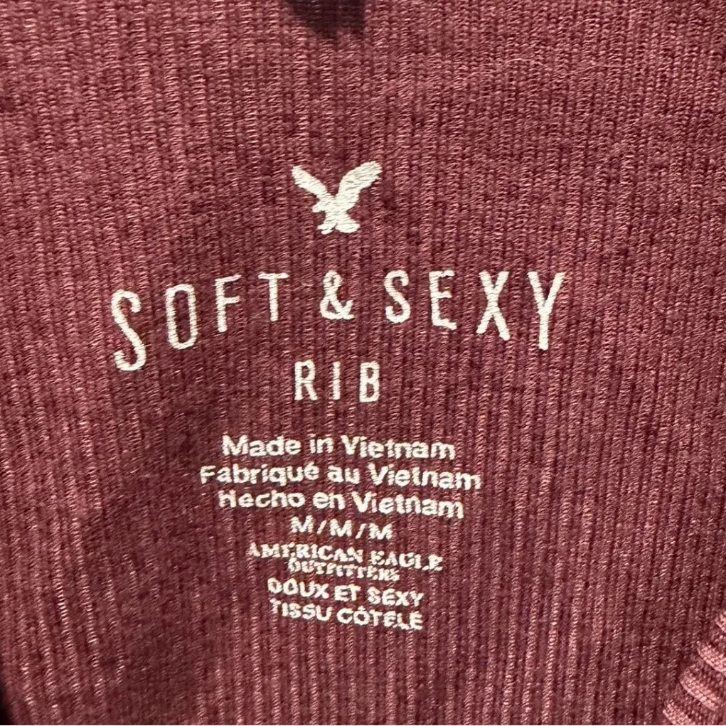 American Eagle Outfitters Deep V-Neck Brown Tank Top - Image 3