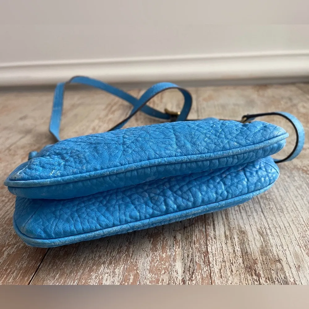 Memoir Pebbled Leather Sky Blue Crossbody Bag Turquoise Purse Coastal - Image 4