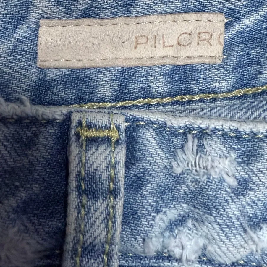 Anthropologie Pilcro Straight Leg Distressed Jeans Ripped Denim Pants Size 26 - Image 3