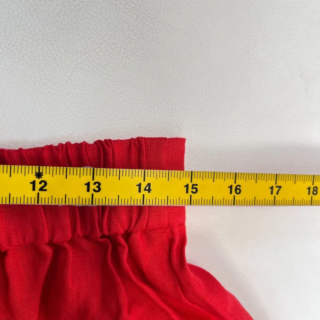 NWOT Farm Rio Red Mixed Buttons Linen Midi Skirt Elastic Waist Size M - Image 13