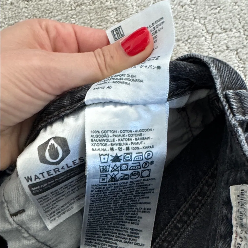 Levi’s 501 Mid Thigh Washed Black Cutoff Denim Shorts 100% cotton - Image 6