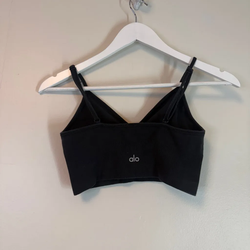 Alo Yoga Delight Bralette Womens Small Black Ribbed Stretch Yoga Athleisure - Image 4