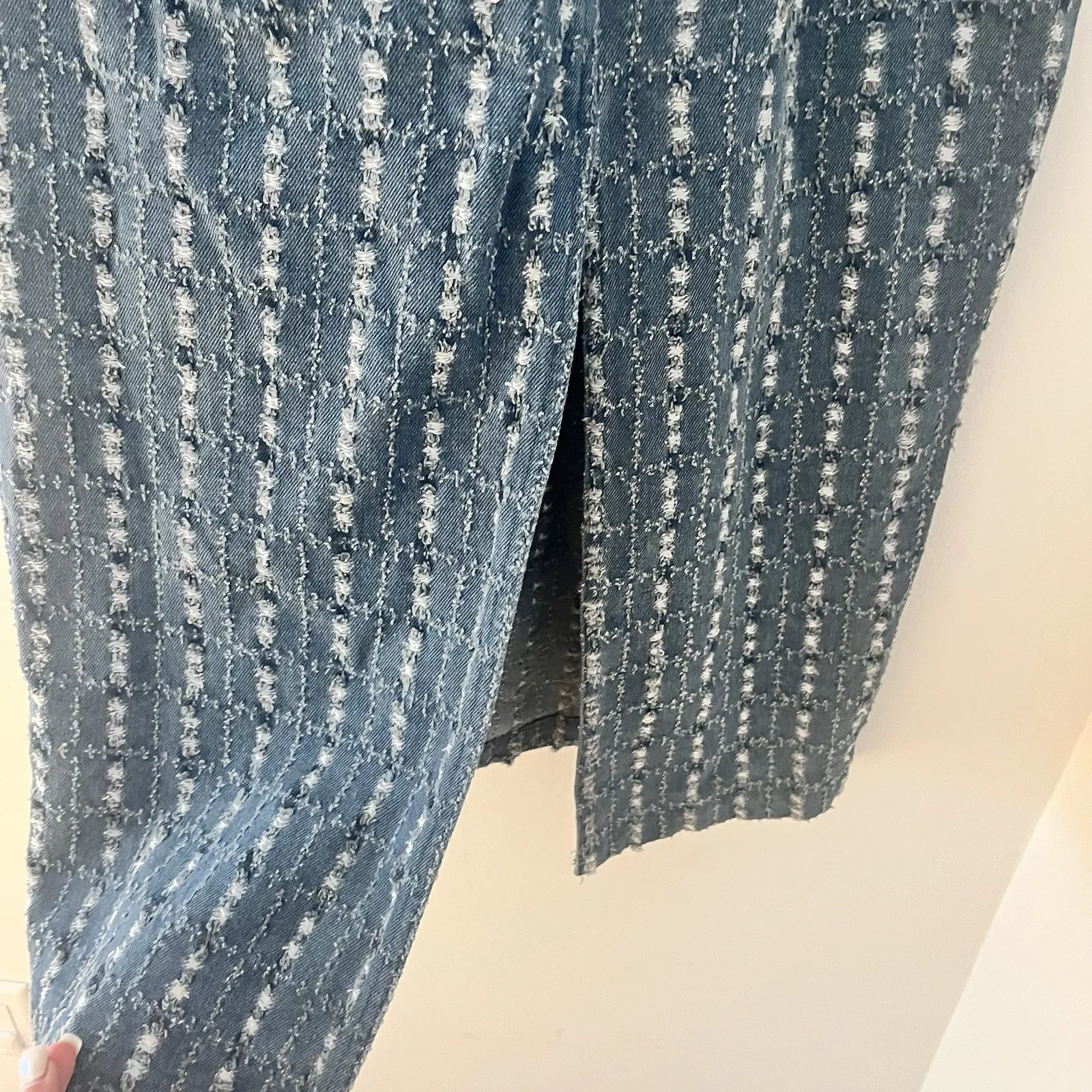 Skies Are Blue Berenice Vintage Style Denim Textured Maxi Cotton Skirt Size 4 - Image 5