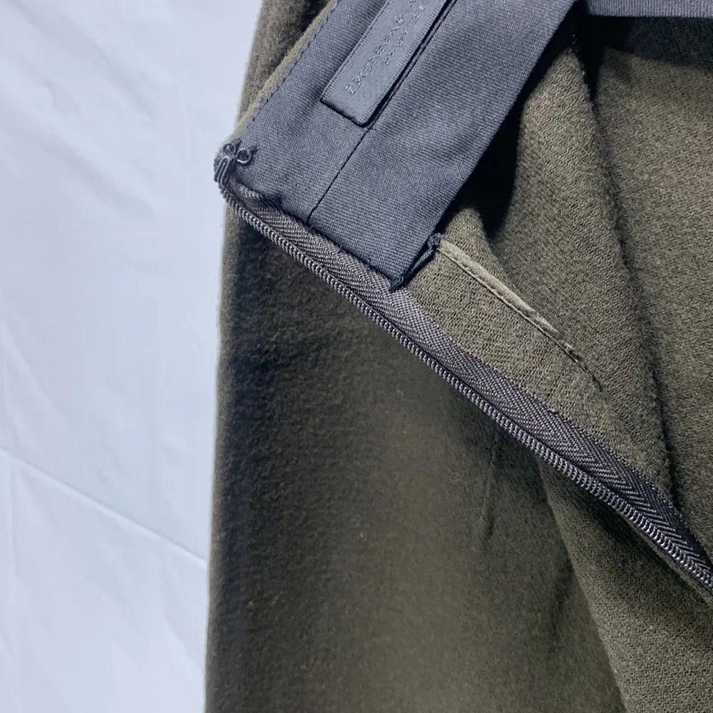 Donna Karan 100 Wool Deep Olive Green Midi Pencil Skirt with Slit Size 6 - Image 8