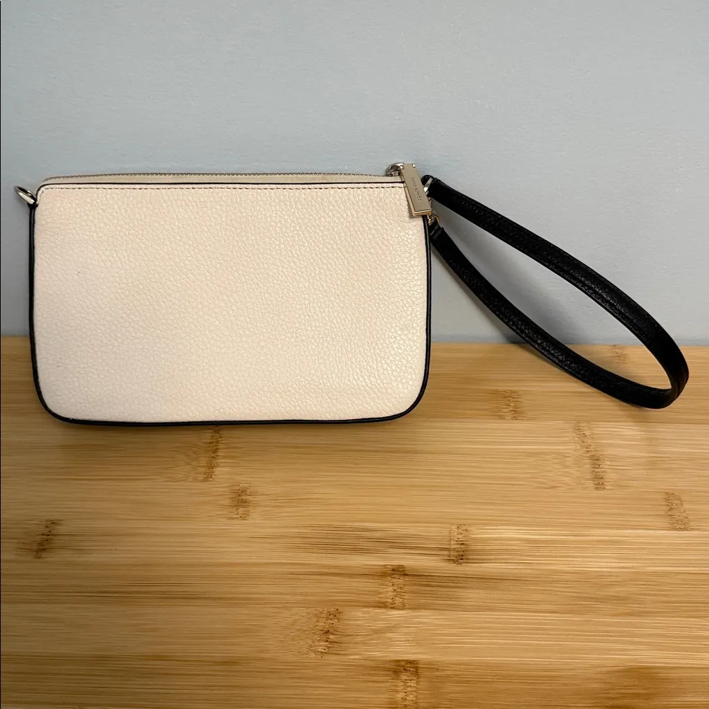 Kate Spade Leila Convertible Wristlet Clutch Wallet Purse Cream and Black - Image 6