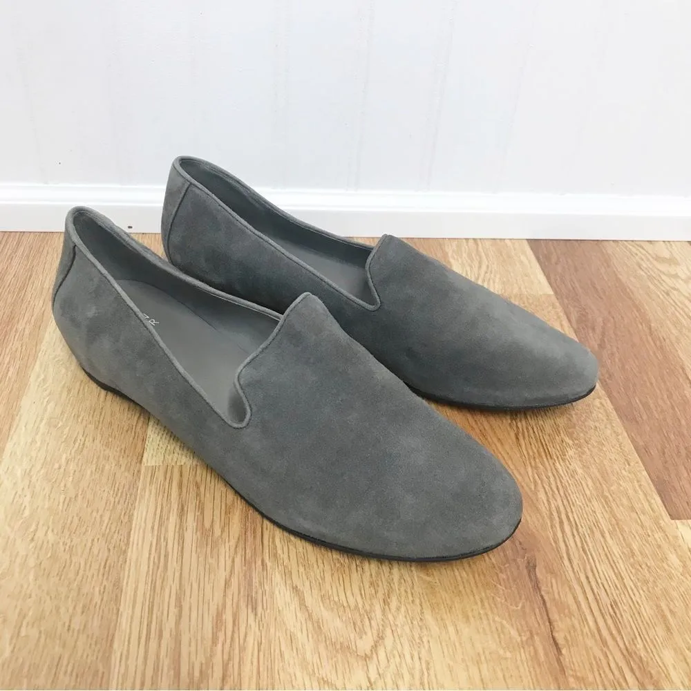 EILEEN FISHER Gray Suede Slip‎ On Flats Shoes Loafers Slippers Leather Size 9 - Image 4