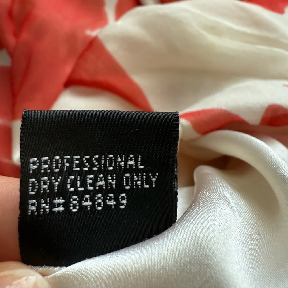 100% Silk Red & White Floral Mini Dress - Image 6