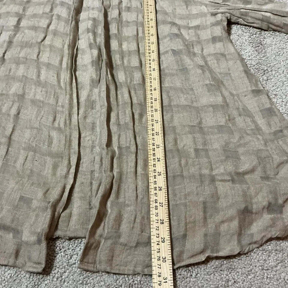 The Limited Linen Blend Checkered Open Front Long Sleeve Duster Top Layering - Image 4