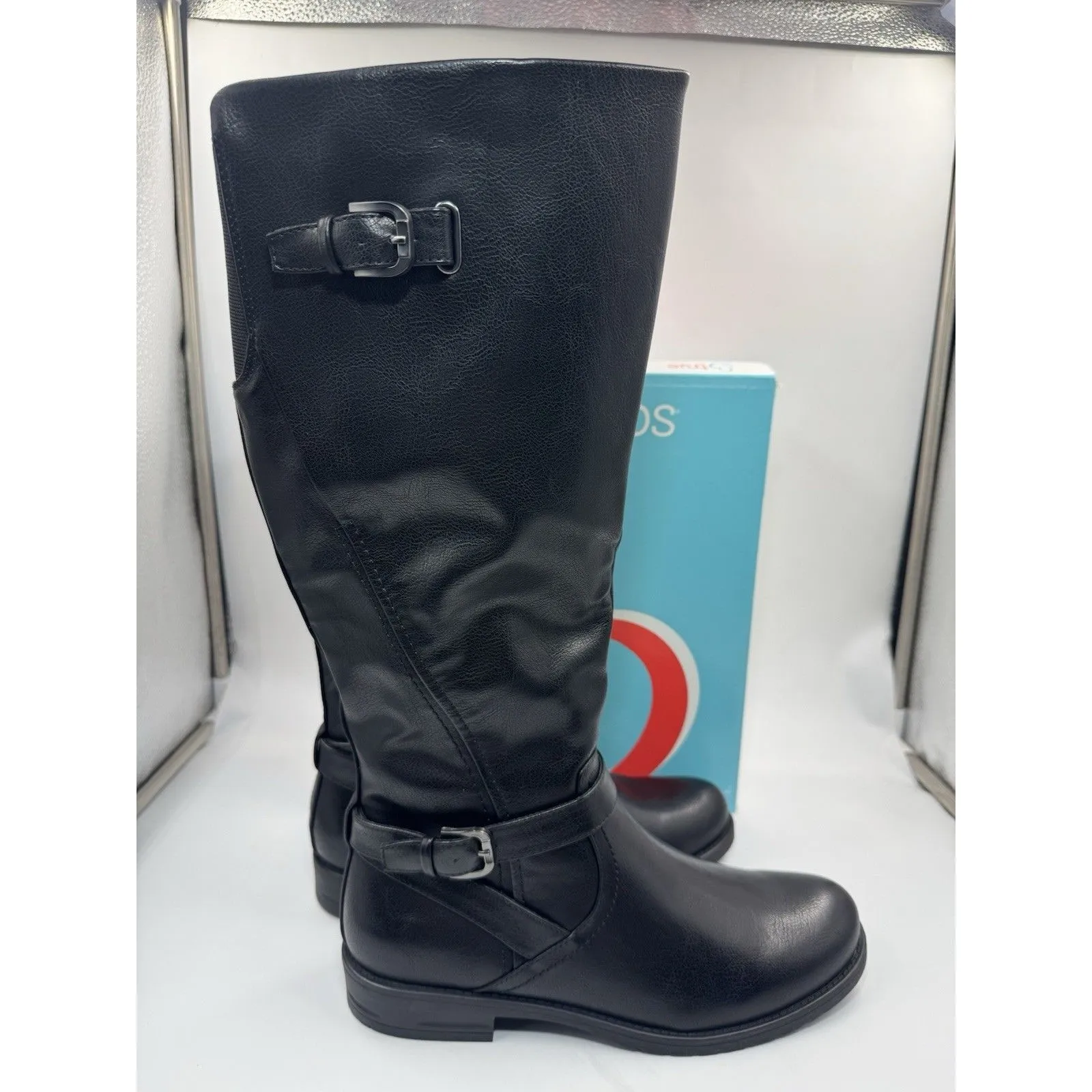 Baretraps Ladies' Size 9, Cassidy Faux Leather Riding Boot Mid Calf Black New - Image 9