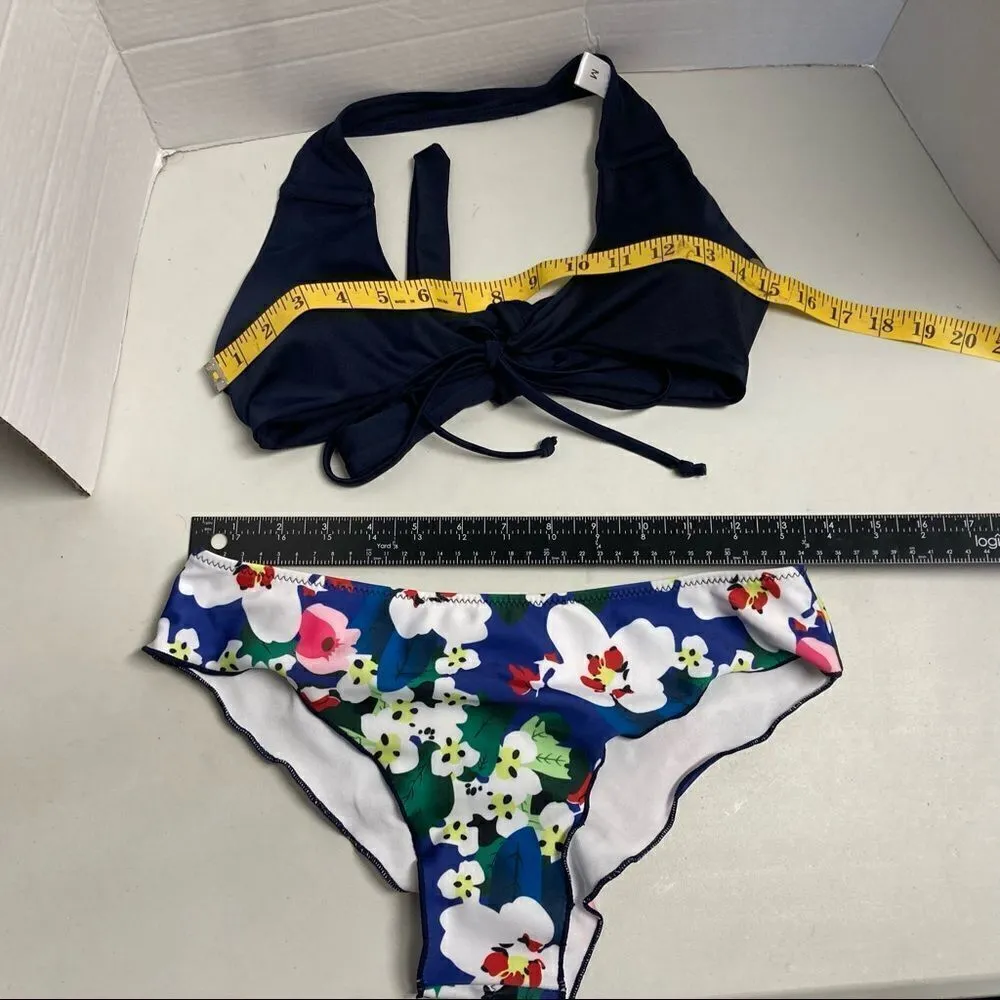 Two Piece Bikini Size Medium Halter‎ Tie Closure& Front Tie Closure Blue - Image 10