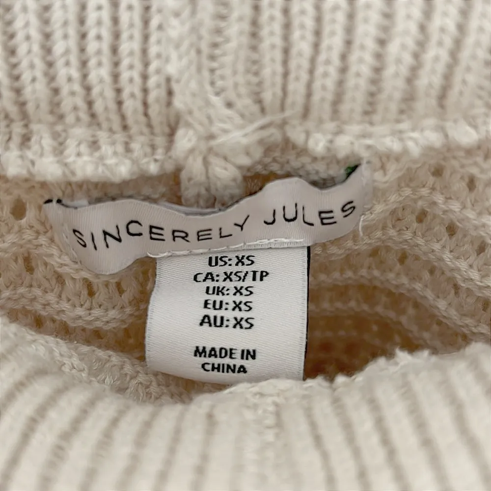 Sincerely Jules Cream Knit Wide Leg Pants Size XS 100% Cotton 27" Boho‎ Festival - Image 8