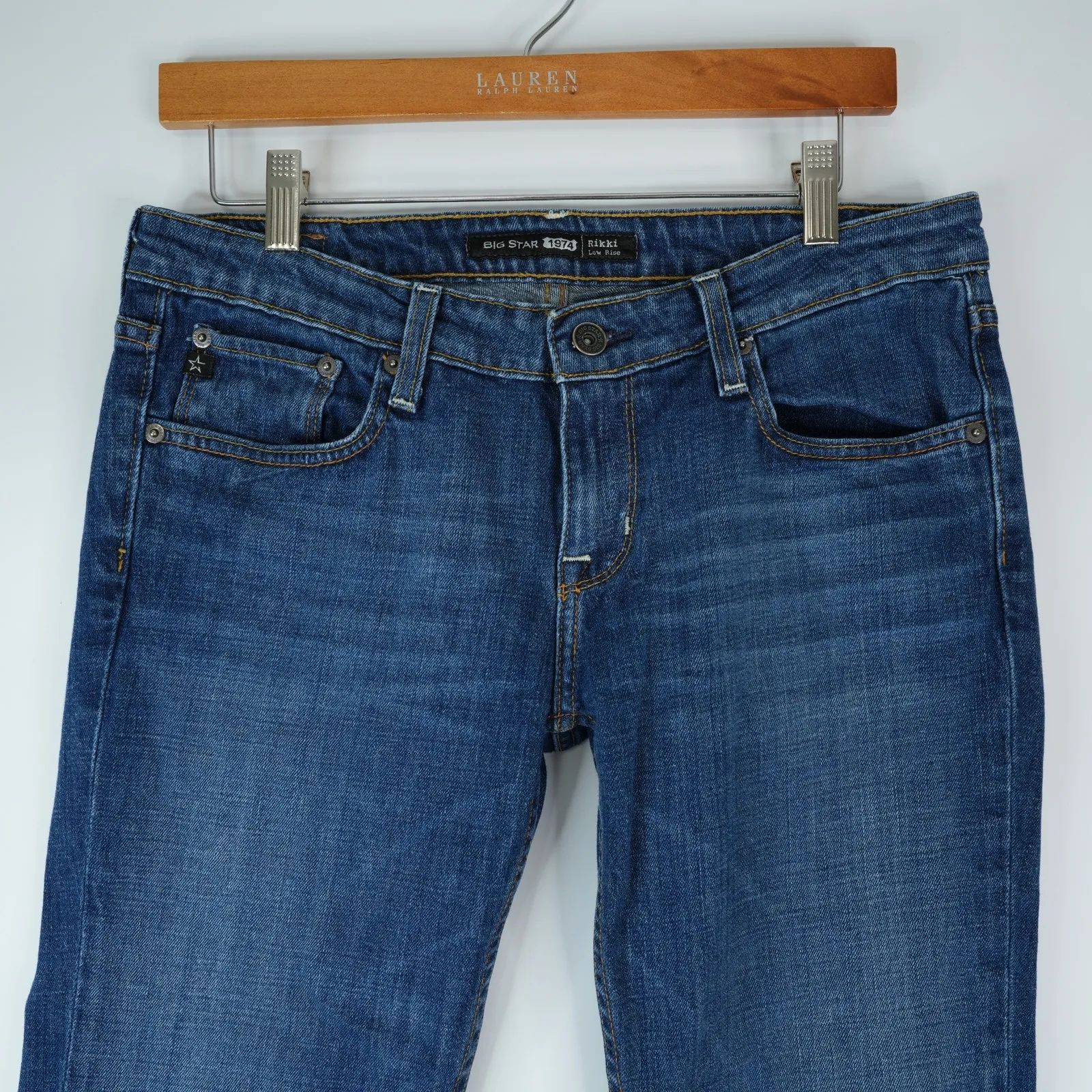 Big Star 1974 Crop Jeans Womens 30 (32x25.5) Blue Denim Rikki Low Rise Stretch - Image 4