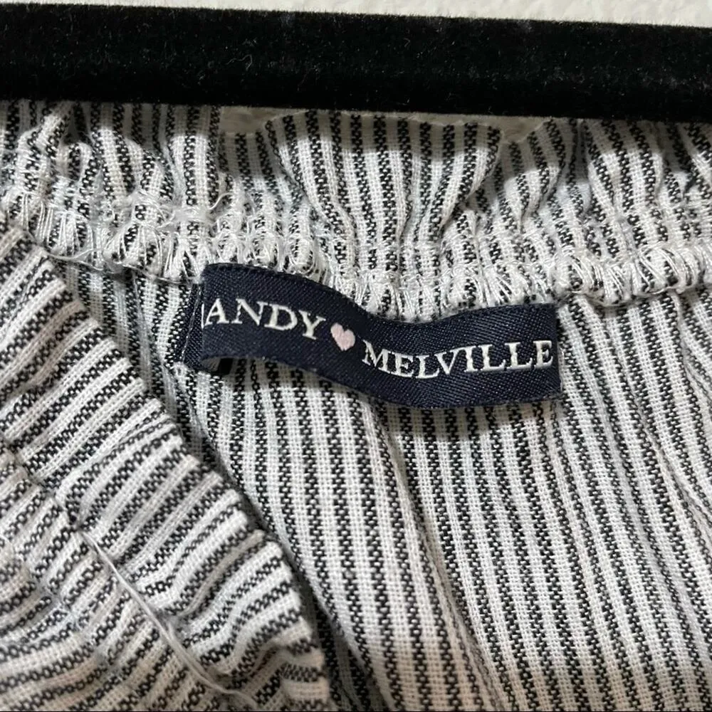 Brandy Melville Grey Striped Off Shoulder Balloon Sleeve Blouse Womens Small - Image 2