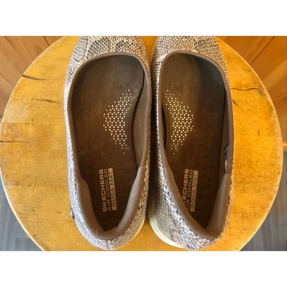 SKECHERS ON THE GO SLIP-ON FLAT SHOES BROWN SNAKE SZ 6.5 - Image 5
