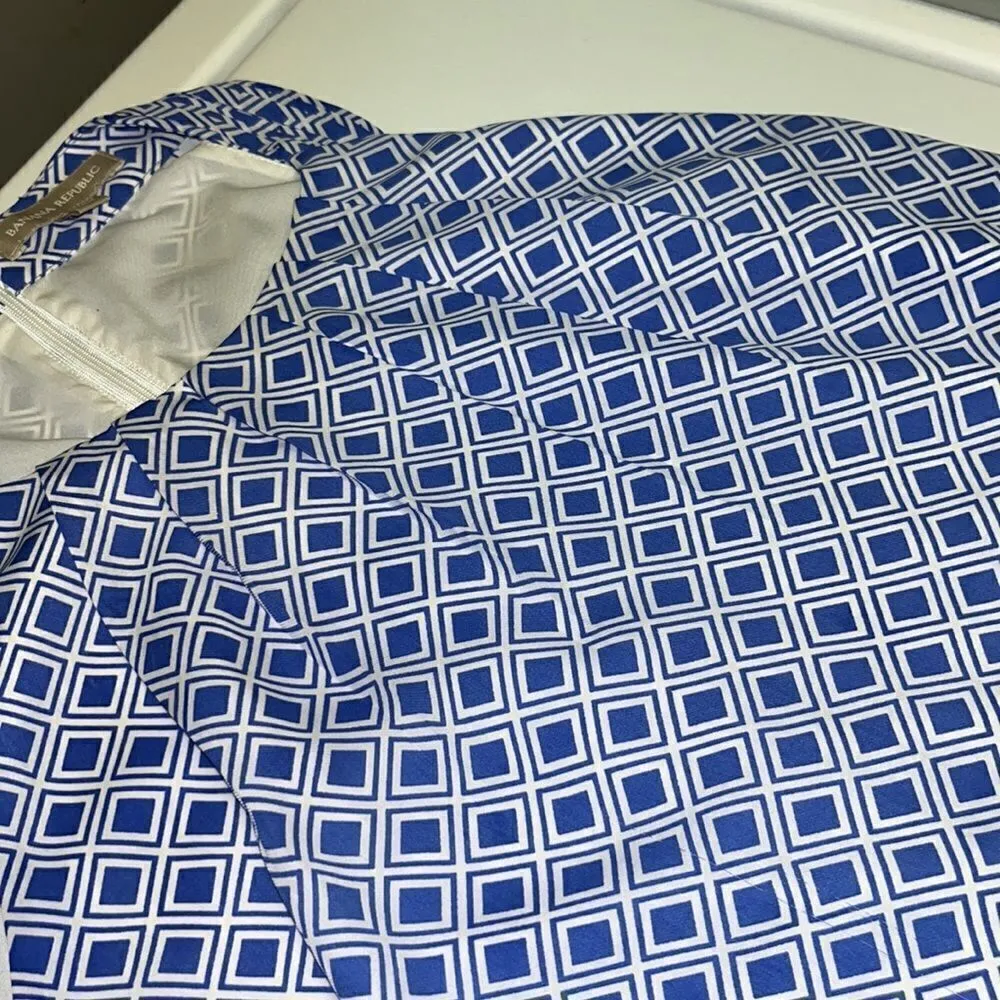 Banana Republic Sleeveless Royal Blue White Abstract Diamond Lined Top- Size 6 - Image 10