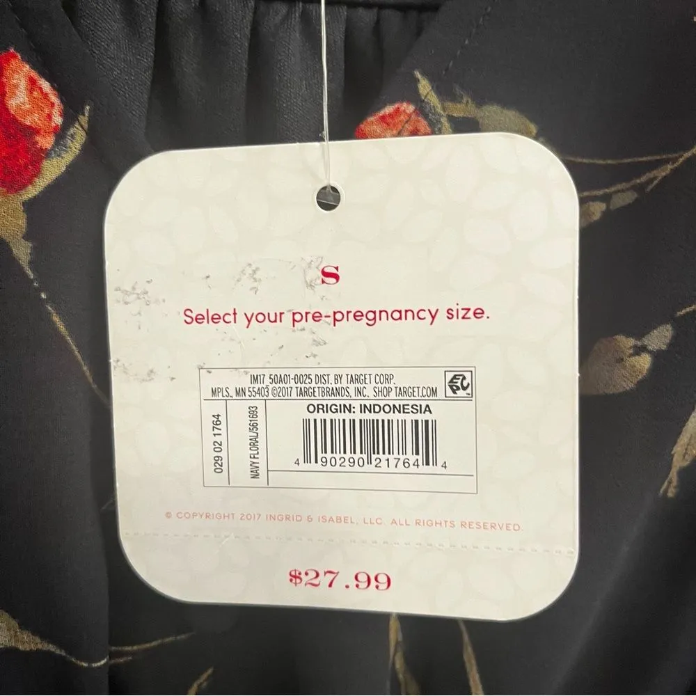 Isabel Maternity By Ingrid & Isabel Empire Floral Blouse Tie Back Top Size Small - Image 5