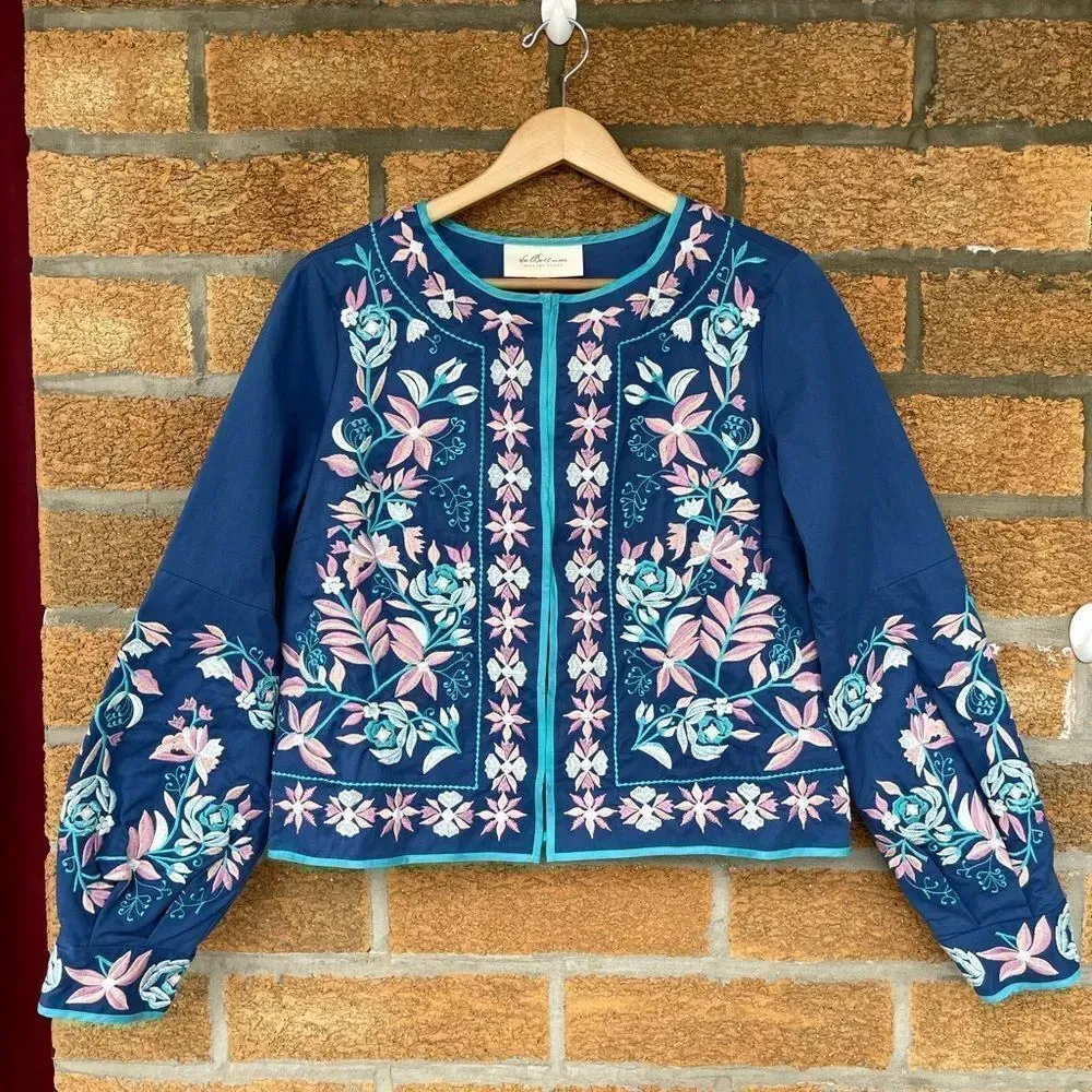 LaBellumHillary ScottLong Sleeve EmbroideredJacket Blue Size M - Image 2