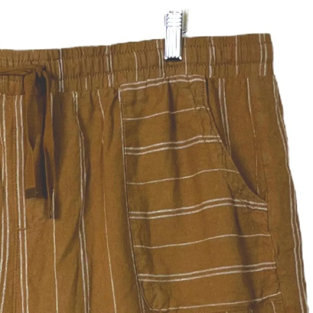 Time & Tru Women's Soft Shorts Tie Waist Pockets 4” Brown Stripe Size XL 16-18 - Image 6