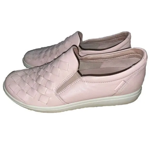 ECCO Soft 6 Woven Slip-On Sneaker in Rose Dust Leather‎ - Image 4