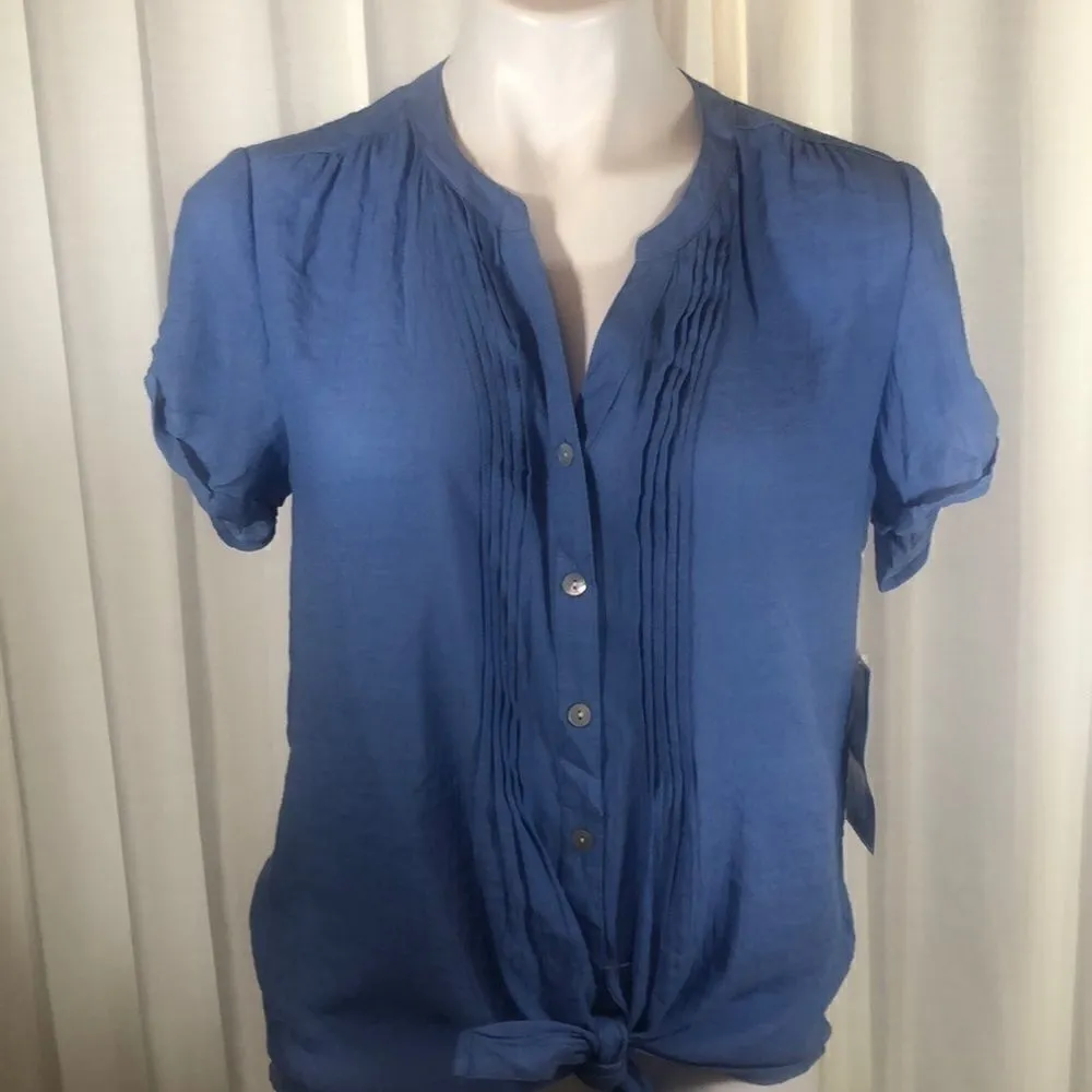 Westport light blue short sleeve pintuck top - Image 2