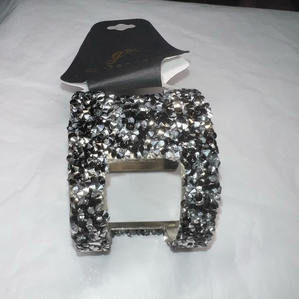 G by Gennaro Chunky Crystal Cuff Bracelet Silver - Image 3