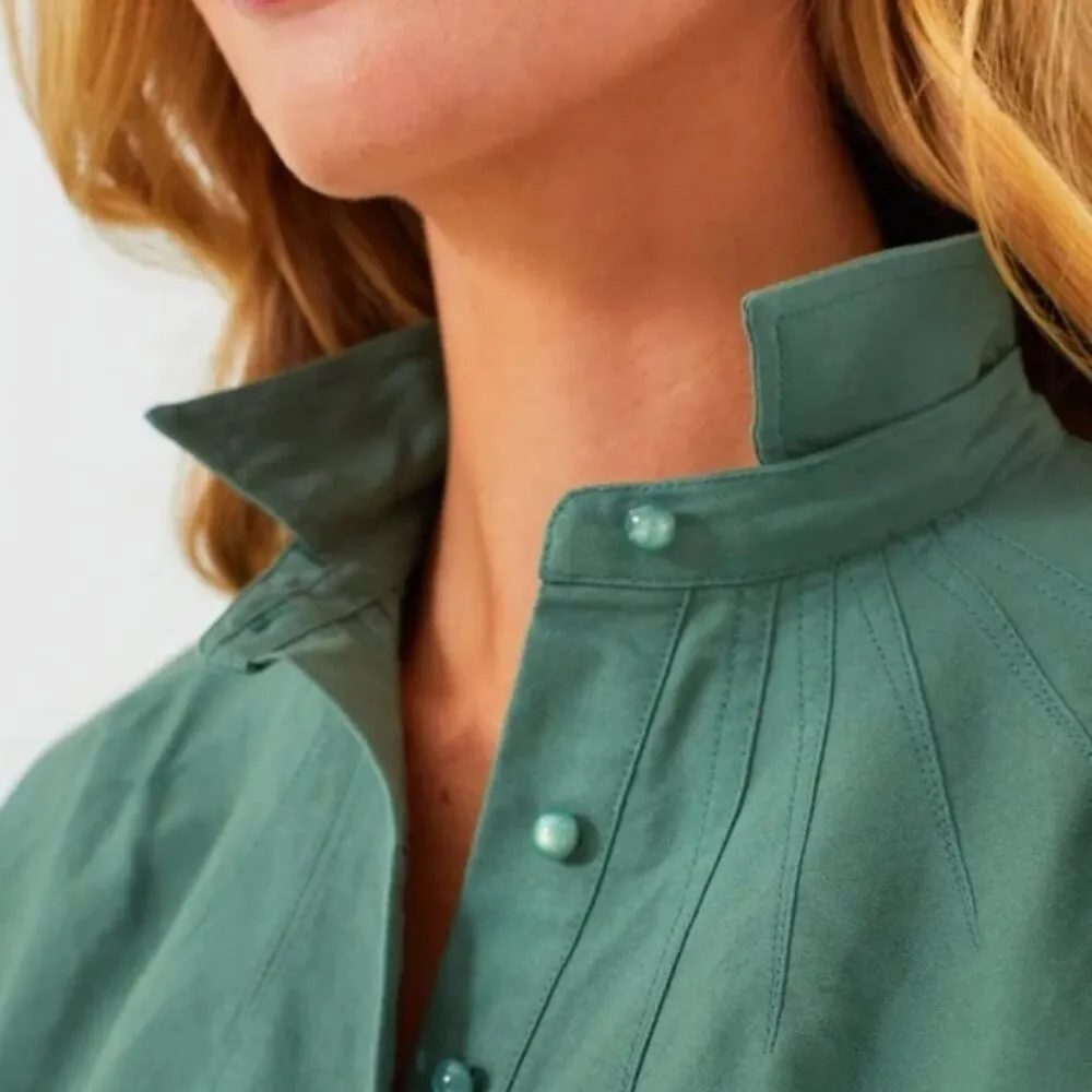 POMANDER PLACE Tuckernuck Green Polly Long Sleeve Shirt Dress, Size Size L - Image 3