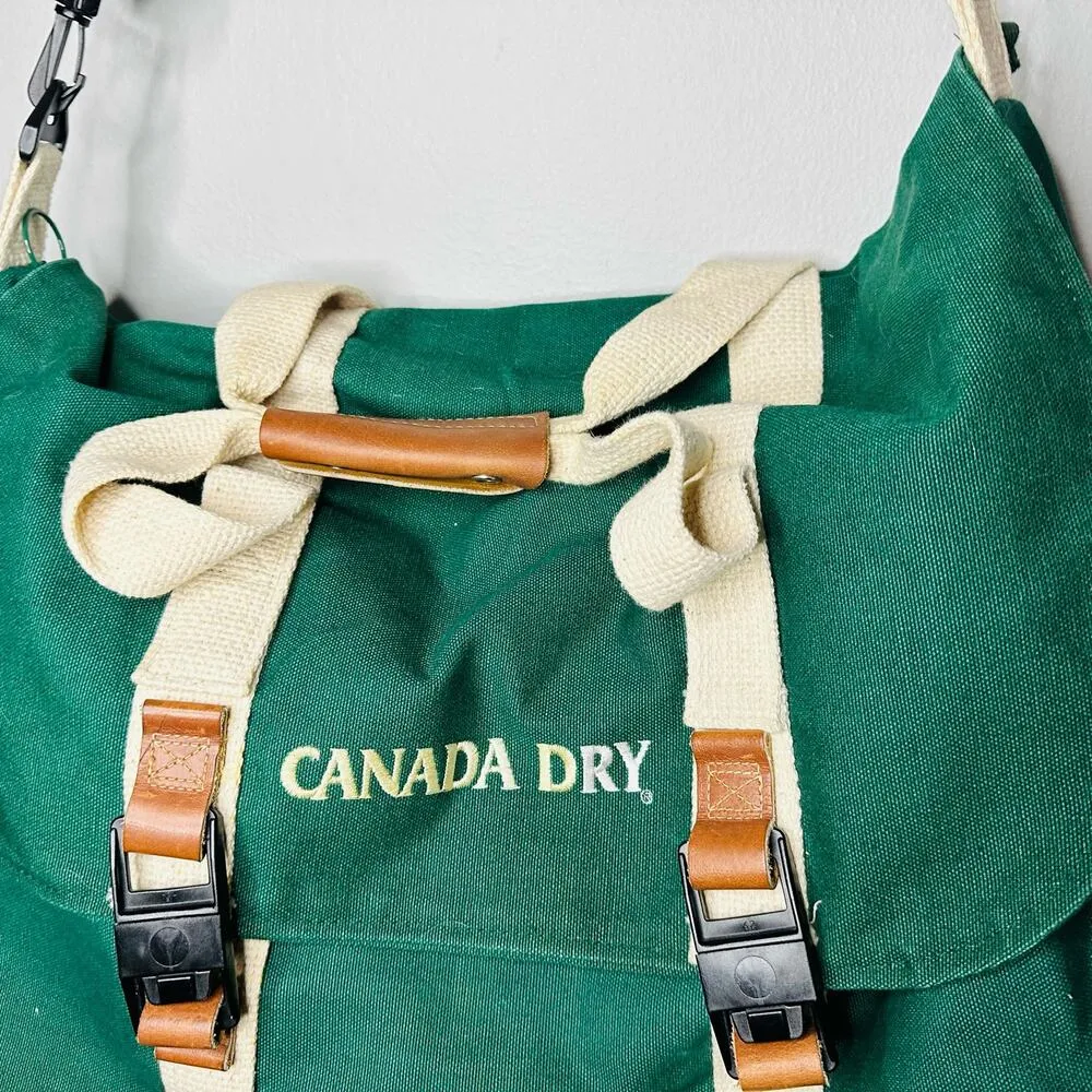 Vintage 90s CANADA DRY Green Buckle Front Shoulder Strap Duffle Messenger Bag - Image 6