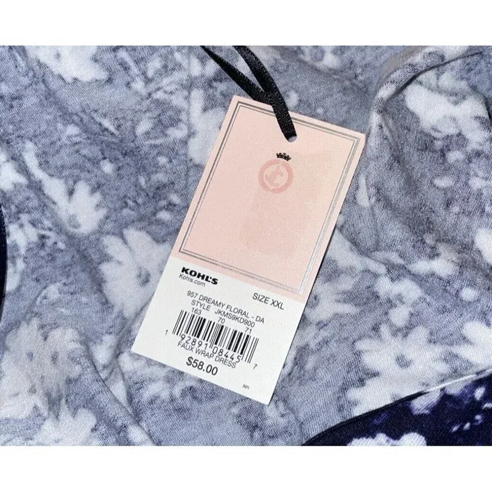 Juicy Couture  Size XXL Dress Blue White Floral Hi Low Maxi Flutter Sleeve NEW‎ - Image 7