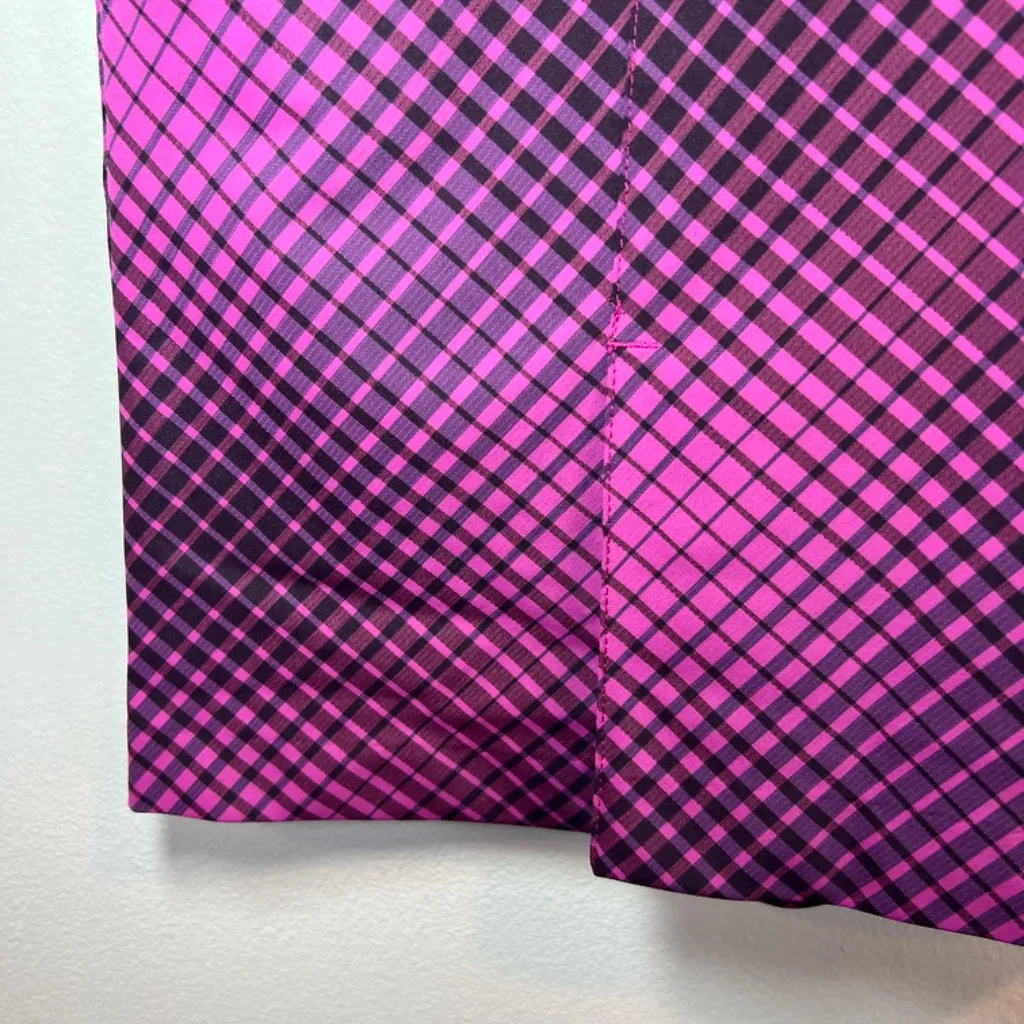 Nike Dri-Fit Women's Golf Skort Fuscia Black Plaid Pleated Skirt Zip Lined  Sz 8 - Image 4