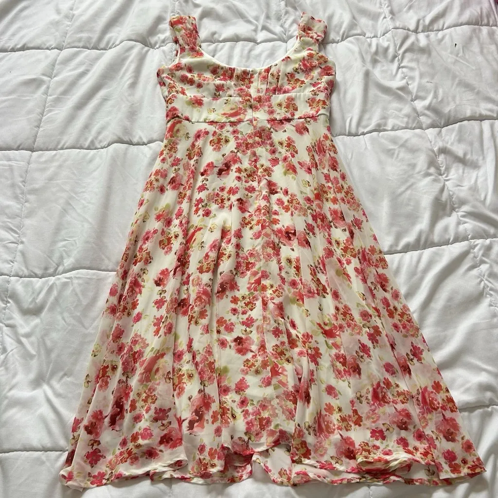 Womens White Pink Floral Maxi Sundress Cottagecore Boho Grunge Fairy Flowy Y2K Size M - Image 7