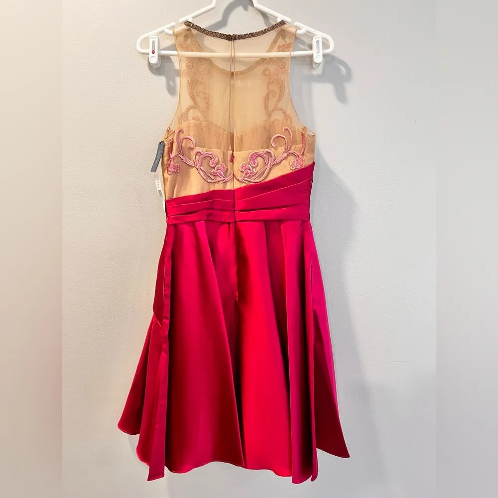 NWT Marchesa Notte Draped Mikado Fuchsia Cocktail Dress Size 4 /Small Red - Image 8