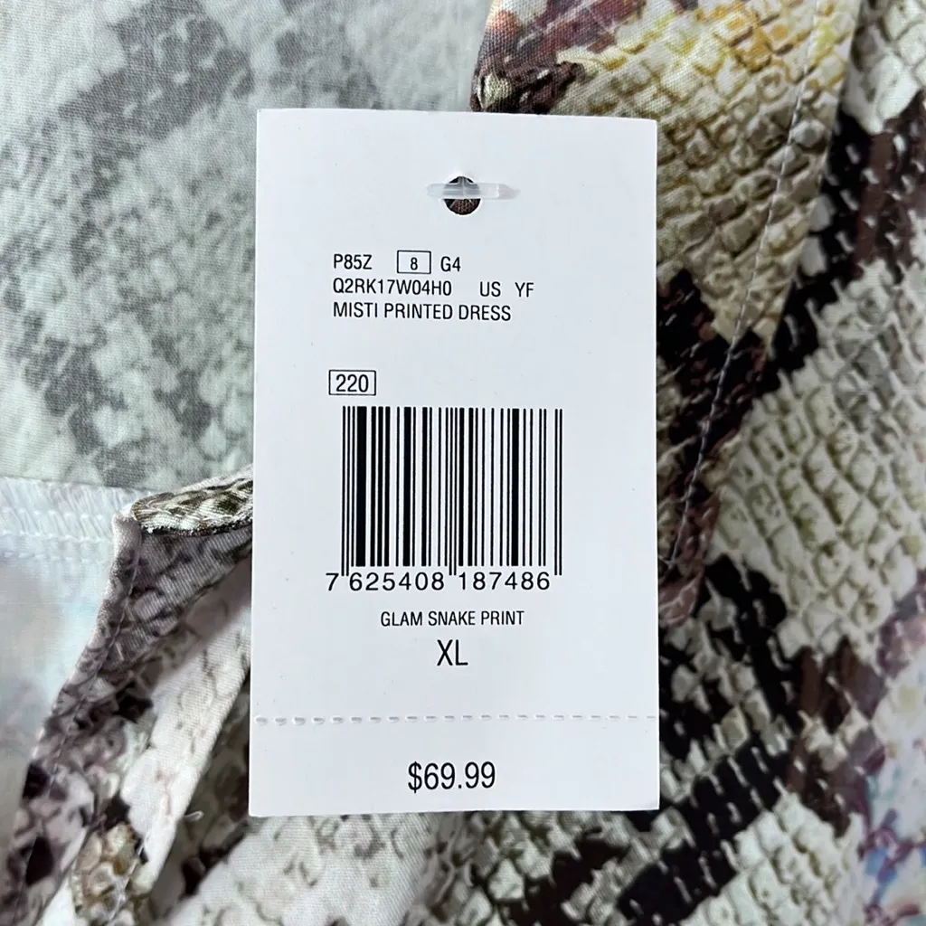 Guess Size XL New with Tags Glam Snake Print Misti Printed Dress with Chain Belt - Image 3
